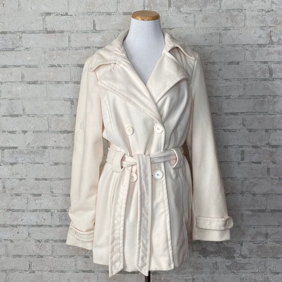 Jou Jou Jackets & Blazers - Jou Jou | Ivory Belted Pea Coat